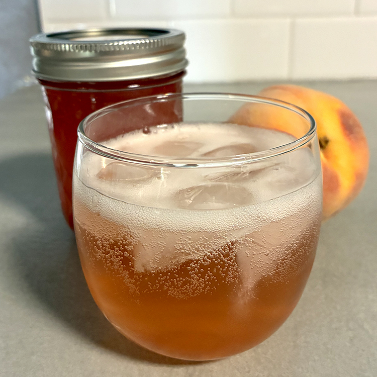 Peach strawberry shrub